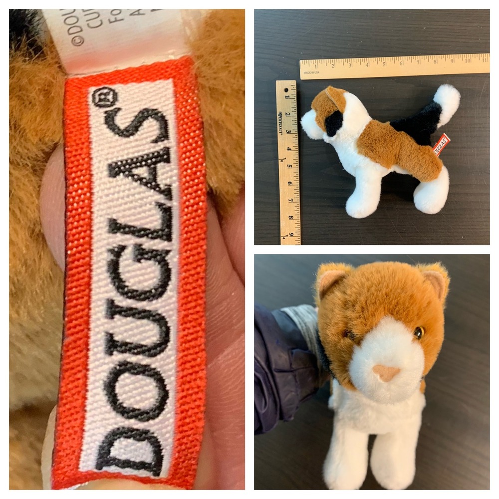 Douglas Cuddle Toy Calico Cat 8" Plush Stand Tricolor Kitten 4026 White Ginger
